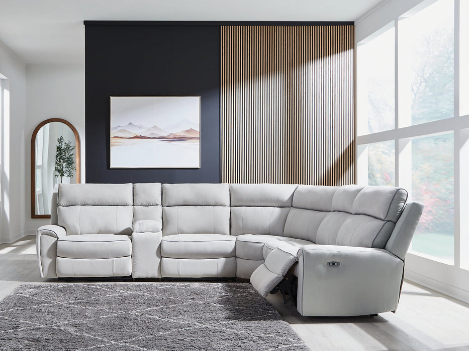Social Pointe Reclining Sectional with Storage Console - Carl's Furniture (Garden City, KS)