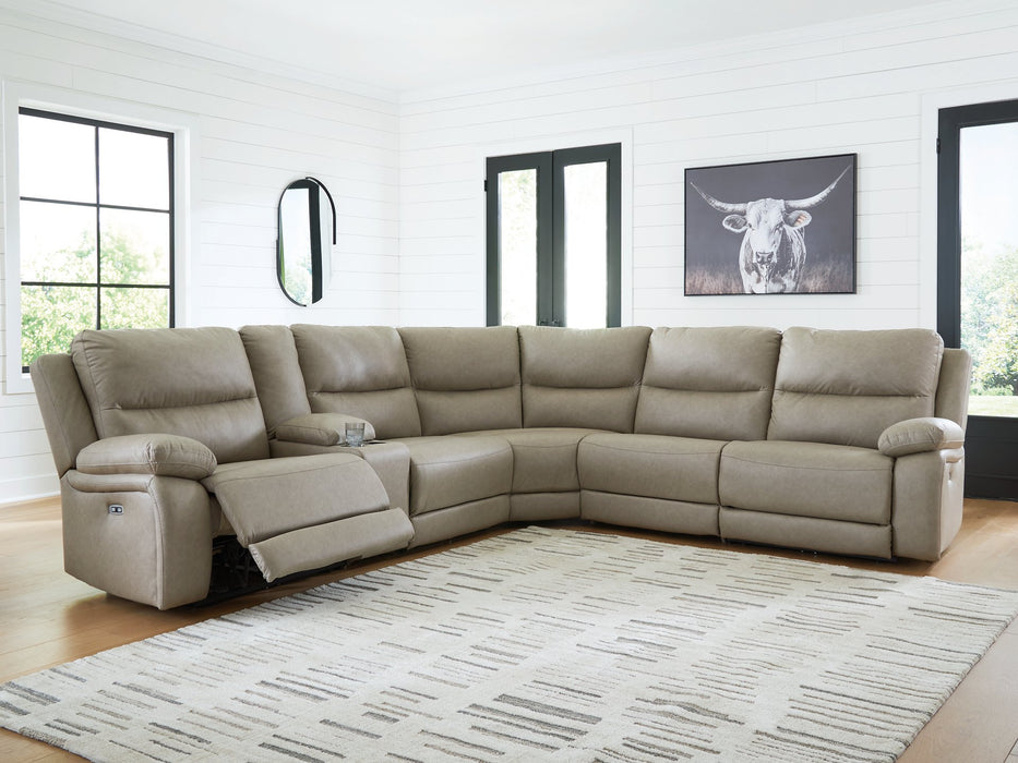 Narwhal Place Reclining Sectional with Storage Console - Carl's Furniture (Garden City, KS)