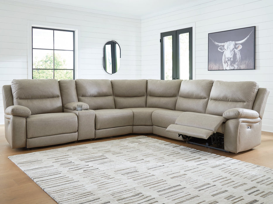 Narwhal Place Reclining Sectional with Storage Console - Carl's Furniture (Garden City, KS)