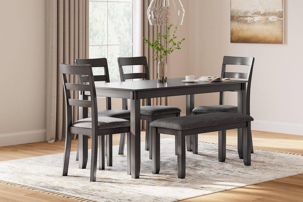 Bridson Dining Table and Chairs with Bench (Set of 6) - Carl's Furniture (Garden City, KS)