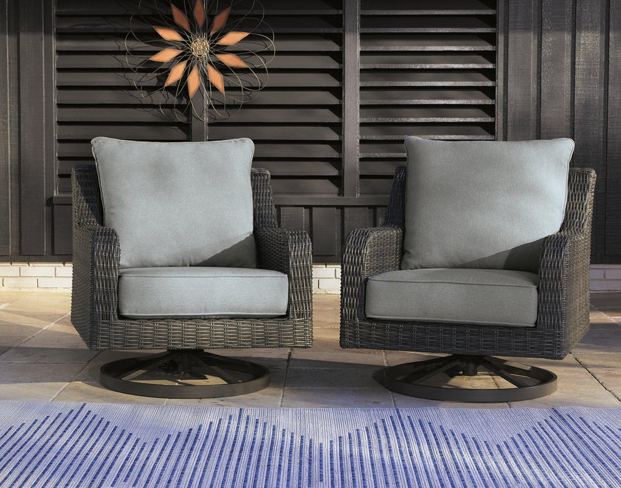 Elite Park Outdoor Swivel Lounge with Cushion - Carl's Furniture (Garden City, KS)