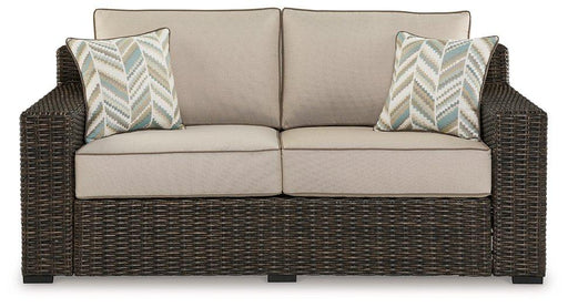 Coastline Bay Outdoor Loveseat with Cushion - Carl's Furniture (Garden City, KS)