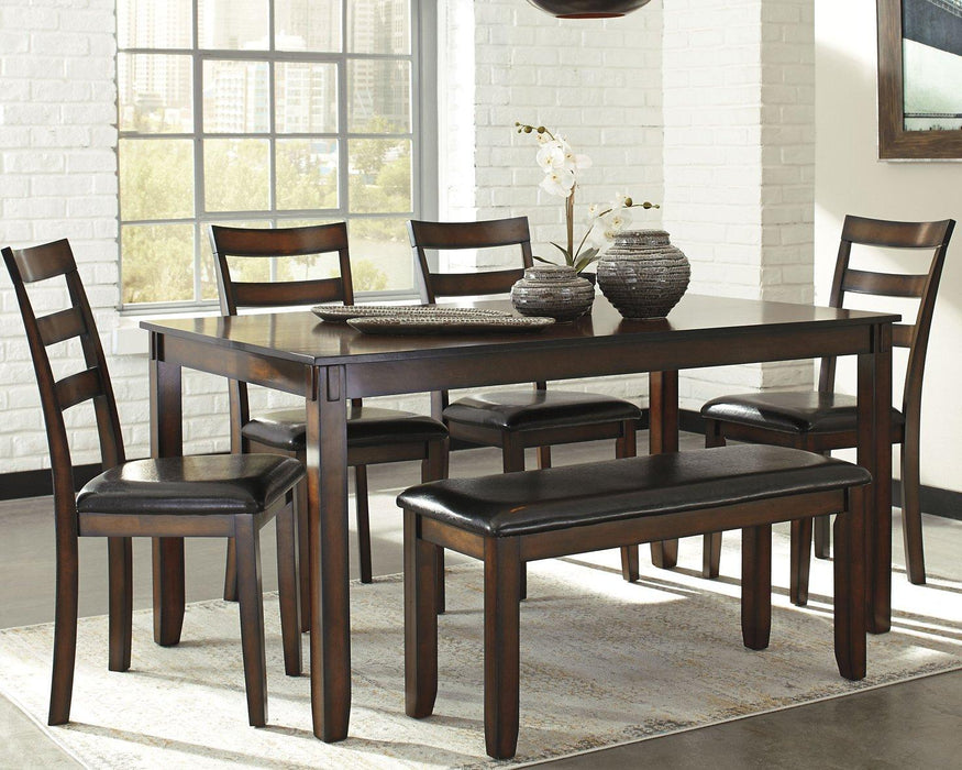 Coviar Dining Table and Chairs with Bench (Set of 6) - Carl's Furniture (Garden City, KS)