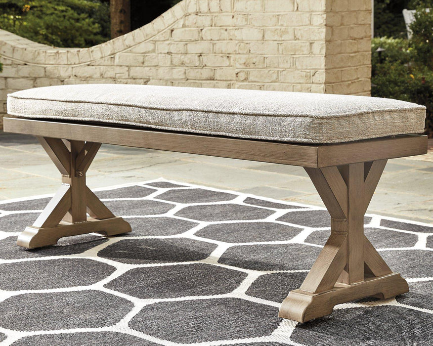 Beachcroft Outdoor Bench with Cushion - Carl's Furniture (Garden City, KS)