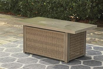 Beachcroft Beachcroft Fire Pit Table with Four Nuvella Swivel Lounge Chairs - Carl's Furniture (Garden City, KS)