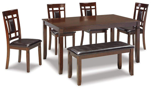 Bennox Dining Table and Chairs with Bench (Set of 6) - Carl's Furniture (Garden City, KS)