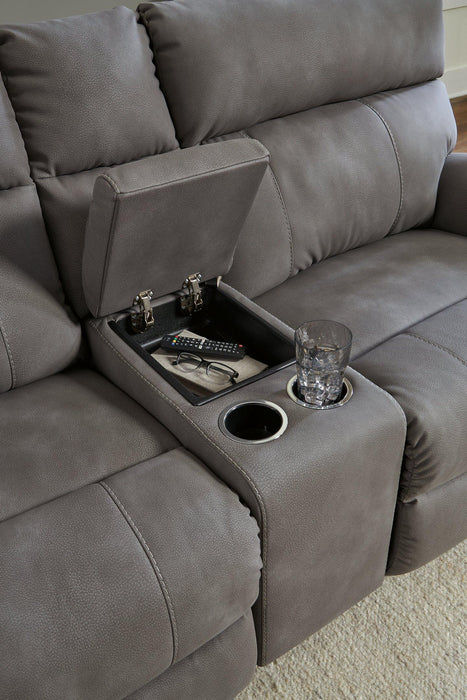 Next-Gen DuraPella Power Reclining Sectional Loveseat with Console - Carl's Furniture (Garden City, KS)
