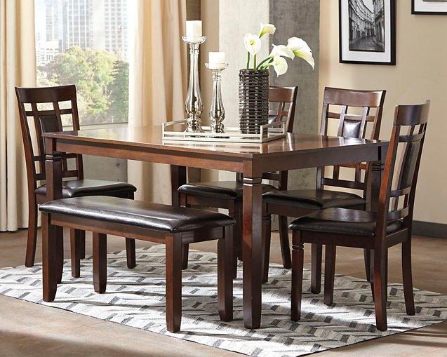 Bennox Dining Table and Chairs with Bench (Set of 6) - Carl's Furniture (Garden City, KS)