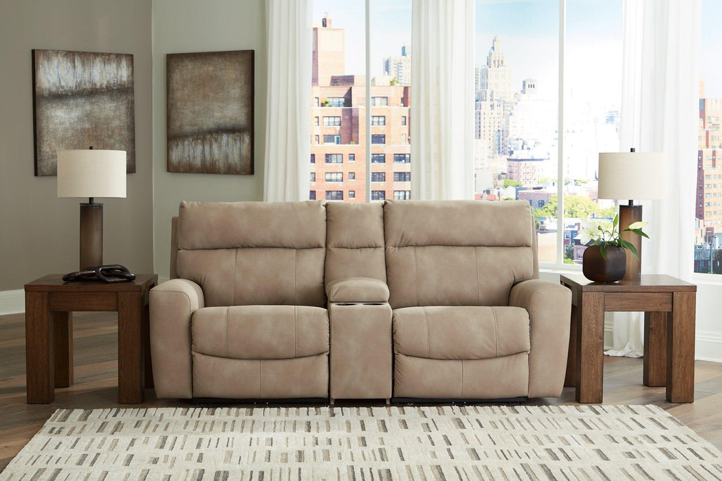 Next-Gen DuraPella Power Reclining Sectional Loveseat with Console - Carl's Furniture (Garden City, KS)