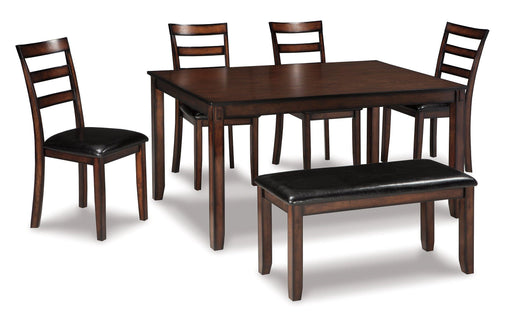 Coviar Dining Table and Chairs with Bench (Set of 6) - Carl's Furniture (Garden City, KS)