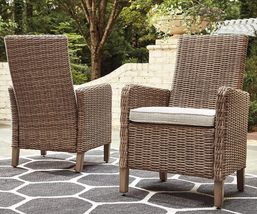 Beachcroft Outdoor Arm Chair with Cushion (Set of 2) - Carl's Furniture (Garden City, KS)
