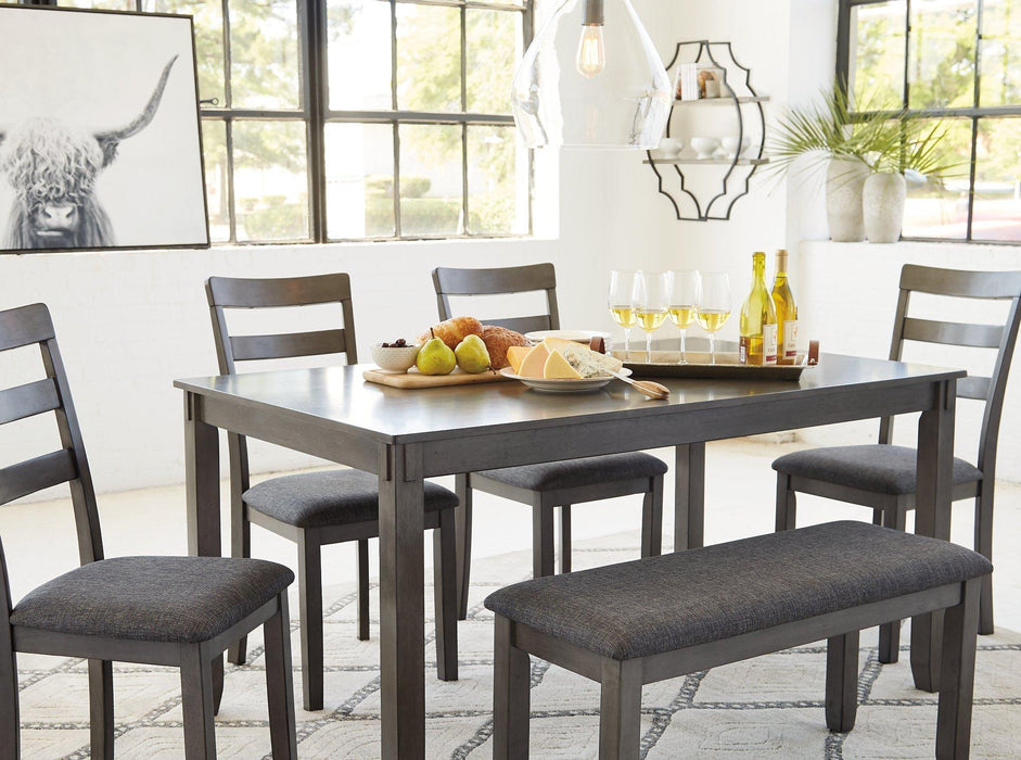 Bridson Dining Table and Chairs with Bench (Set of 6) - Carl's Furniture (Garden City, KS)