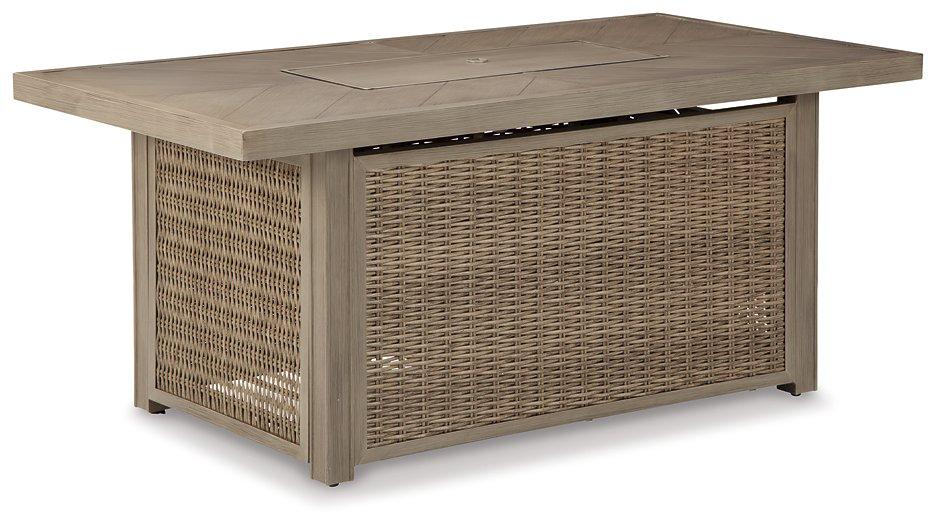 Beachcroft Beachcroft Fire Pit Table with Four Nuvella Swivel Lounge Chairs - Carl's Furniture (Garden City, KS)