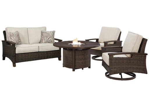 Paradise Trail Outdoor Loveseat, Lounge Chairs and Fire Pit Table - Carl's Furniture (Garden City, KS)