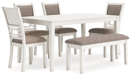Erinberg Dining Table and 4 Chairs and Bench (Set of 6) - Carl's Furniture (Garden City, KS)