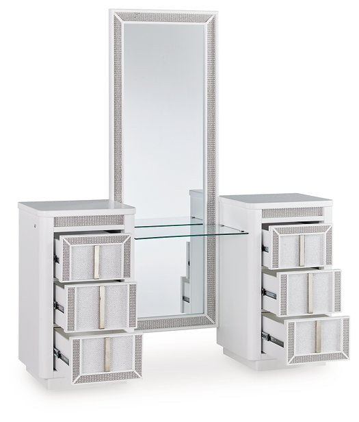 Chalanna Vanity with Mirror - Carl's Furniture (Garden City, KS)