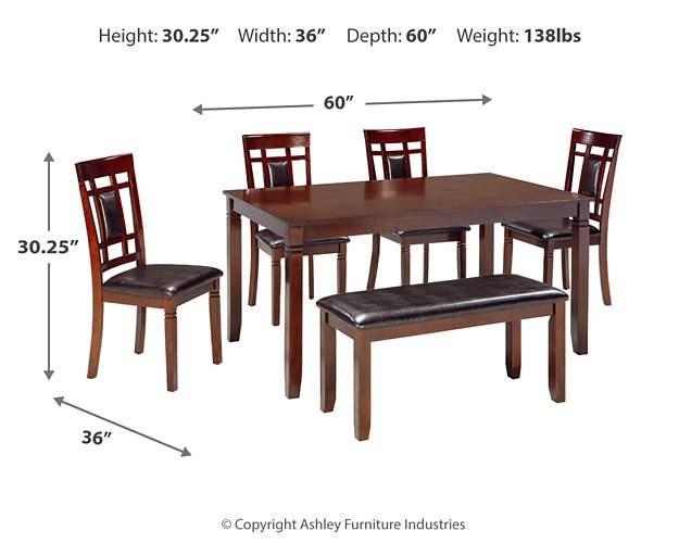 Bennox Dining Table and Chairs with Bench (Set of 6) - Carl's Furniture (Garden City, KS)