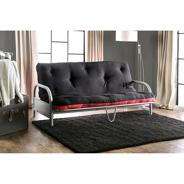Aksel Black/Red Futon Mattress, Black, Red & Gray - Carl's Furniture (Garden City, KS)