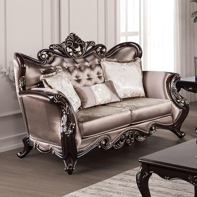 Albacete Loveseat Campage & Walnut - Carl's Furniture (Garden City, KS)