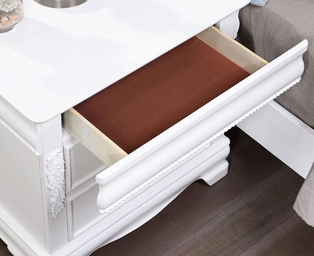 ALECIA Night Stand w/ USB, White - Carl's Furniture (Garden City, KS)