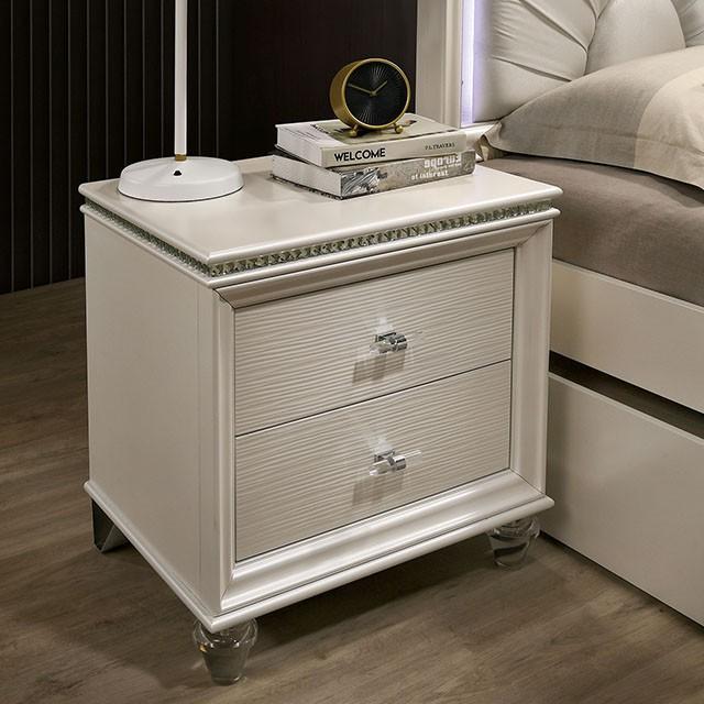 ALLIE Night Stand Beige & Rose Gold - Carl's Furniture (Garden City, KS)