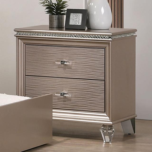 ALLIE Night Stand Beige & Rose Gold - Carl's Furniture (Garden City, KS)