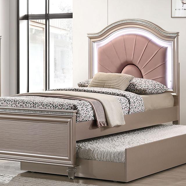 ALLIE Twin & Full Rose Gold Bed - Carl's Furniture (Garden City, KS)