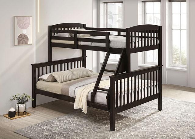 Brookings Twin/Full Bunk Bed White, Brown & Black - Carl's Furniture (Garden City, KS)