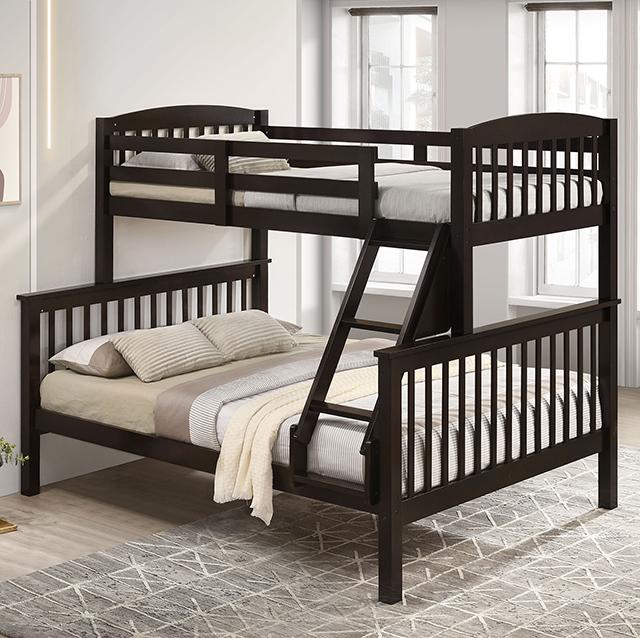 Brookings Twin/Full Bunk Bed White, Brown & Black - Carl's Furniture (Garden City, KS)