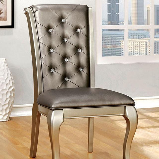 AMINA Champagne Side Chair (2/CTN) - Carl's Furniture (Garden City, KS)