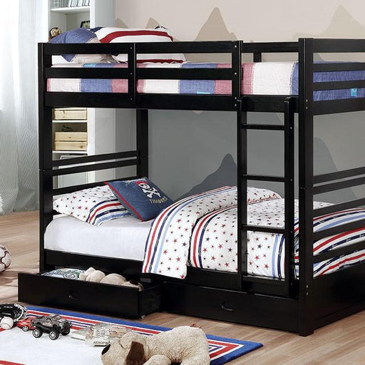 California Iv Black, Walnut, Gray, & White Twin/Twin Bunk Bed - Carl's Furniture (Garden City, KS)