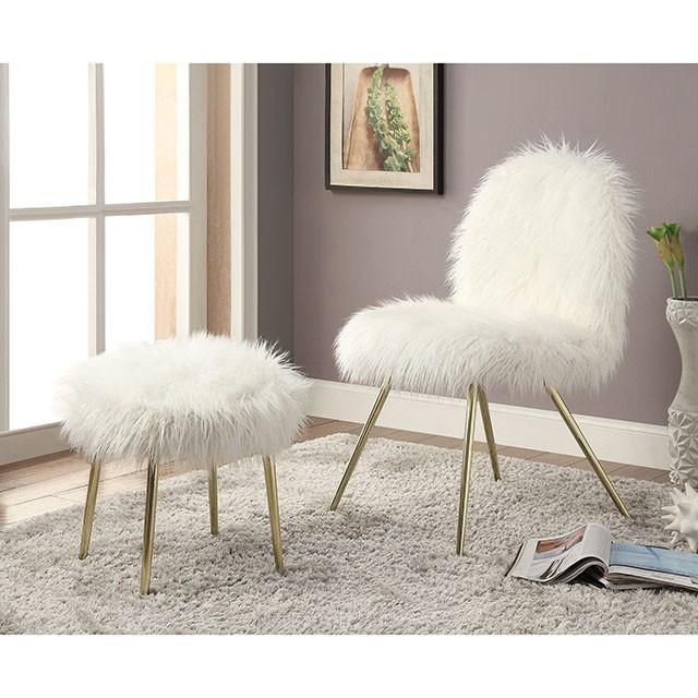 Caoimhe White/Gold Accent Chair - Carl's Furniture (Garden City, KS)