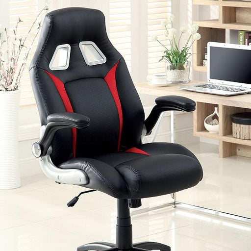 Argon Black/Silver/Red Office Chair - Carl's Furniture (Garden City, KS)