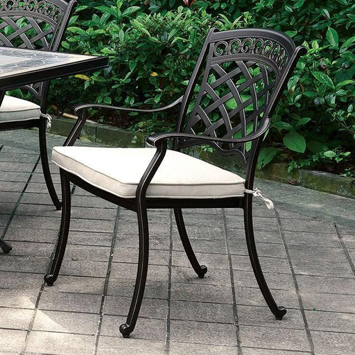 Charissa Antique Black/Beige Arm Chair (2/CTN) - Carl's Furniture (Garden City, KS)