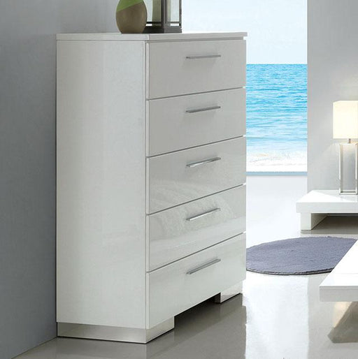 Christie Glossy White Chest - Carl's Furniture (Garden City, KS)