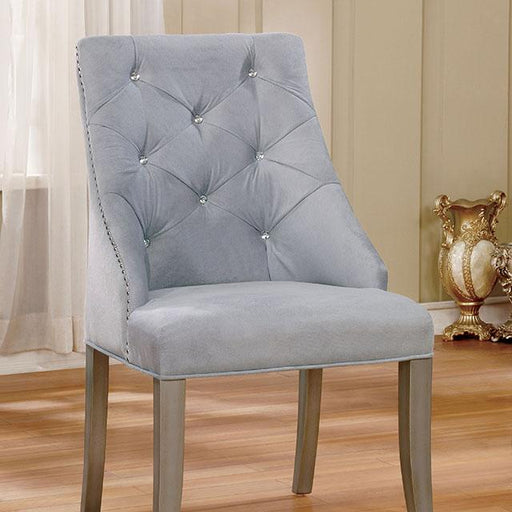 DIOCLES Silver/Light Gray Side Chair (2/CTN) - Carl's Furniture (Garden City, KS)