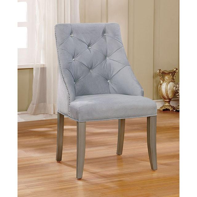 DIOCLES Silver/Light Gray Side Chair (2/CTN) - Carl's Furniture (Garden City, KS)