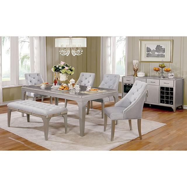 DIOCLES Silver/Light Gray Bench - Carl's Furniture (Garden City, KS)