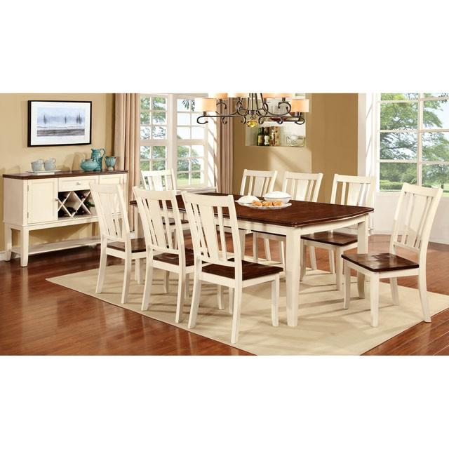 DOVER Vintage White/Cherry Dining Table w/ 18" Leaf - Carl's Furniture (Garden City, KS)