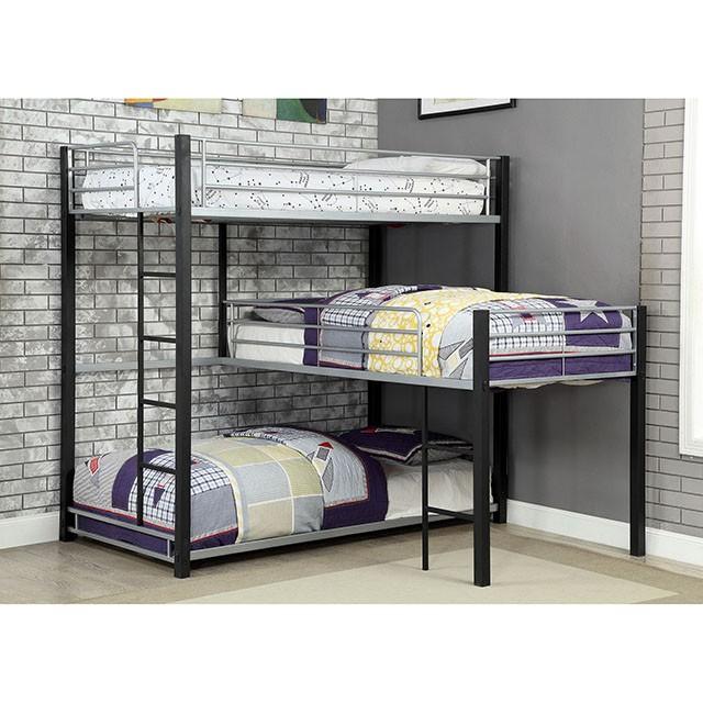 Aubrey Sand Black Twin Triple Decker Bed - Carl's Furniture (Garden City, KS)
