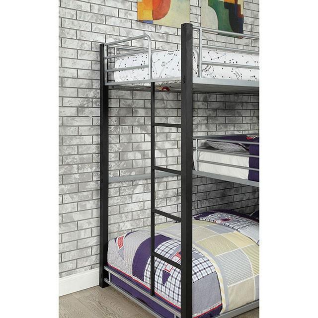 Aubrey Sand Black Twin Triple Decker Bed - Carl's Furniture (Garden City, KS)