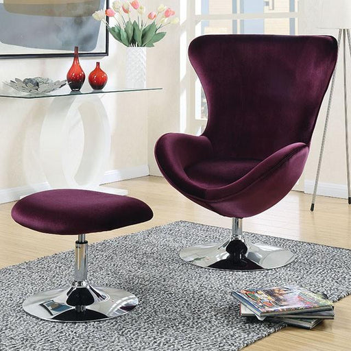 Eloise Purple Accent Chair w/ Ottoman - Carl's Furniture (Garden City, KS)