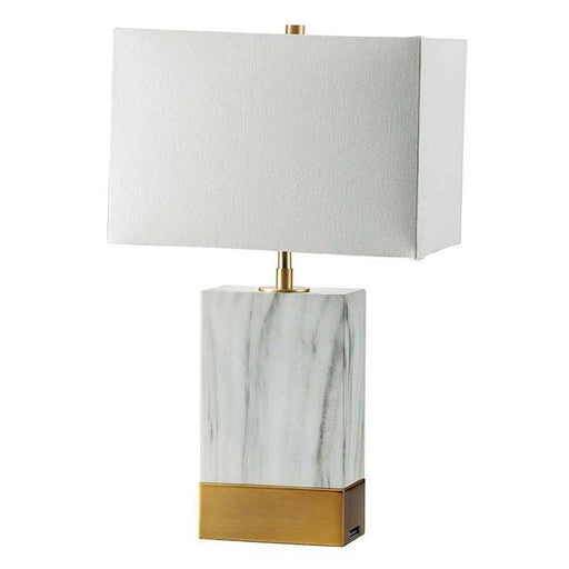 Faith White Marble/Gold 20"H White Marble Gold Table Lamp - Carl's Furniture (Garden City, KS)