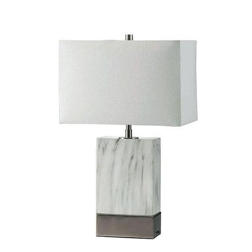 Faith White Marble/Silver 20"H White Marble Steel Table Lamp - Carl's Furniture (Garden City, KS)