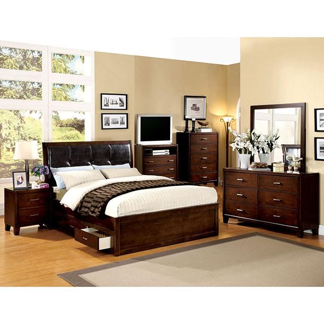 Enrico Full Queen Bed Brown, Black, & Cherry - Carl's Furniture (Garden City, KS)