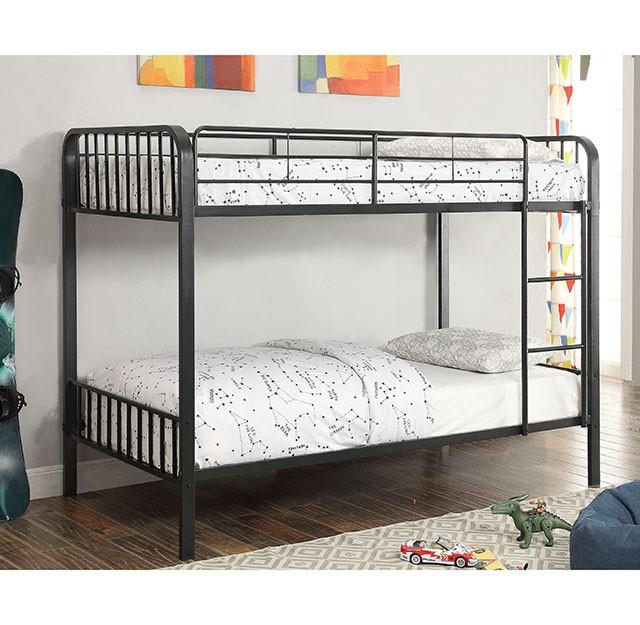 CLEMENT Black Metal Twin/Twin Bunk Bed - Carl's Furniture (Garden City, KS)