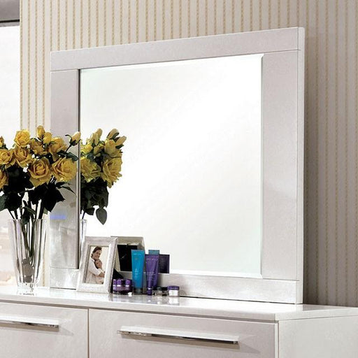 CLEMENTINE Glossy White Mirror - Carl's Furniture (Garden City, KS)