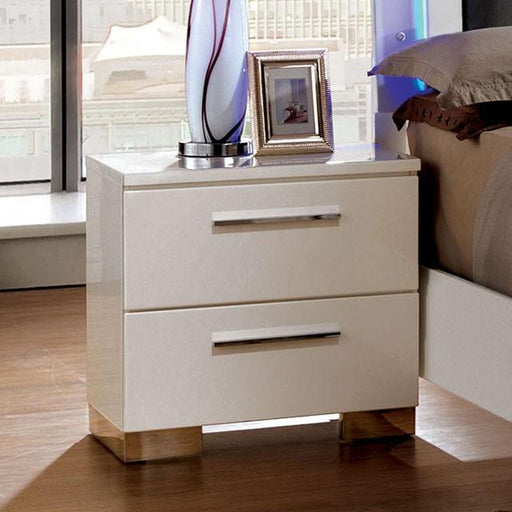 CLEMENTINE Glossy White Night Stand - Carl's Furniture (Garden City, KS)