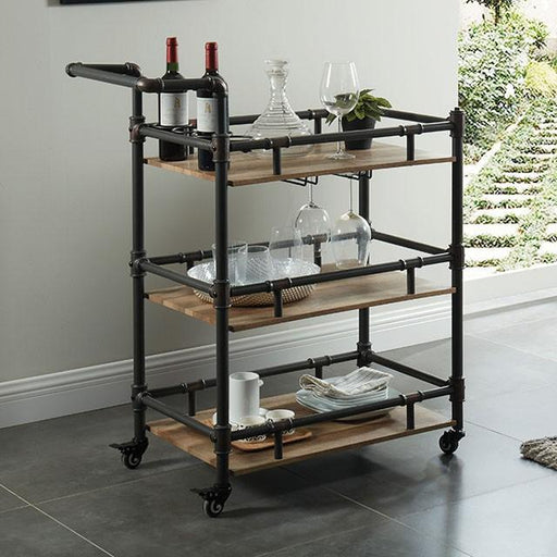 Aylmer Sand Black/Natural Serving Cart - Carl's Furniture (Garden City, KS)