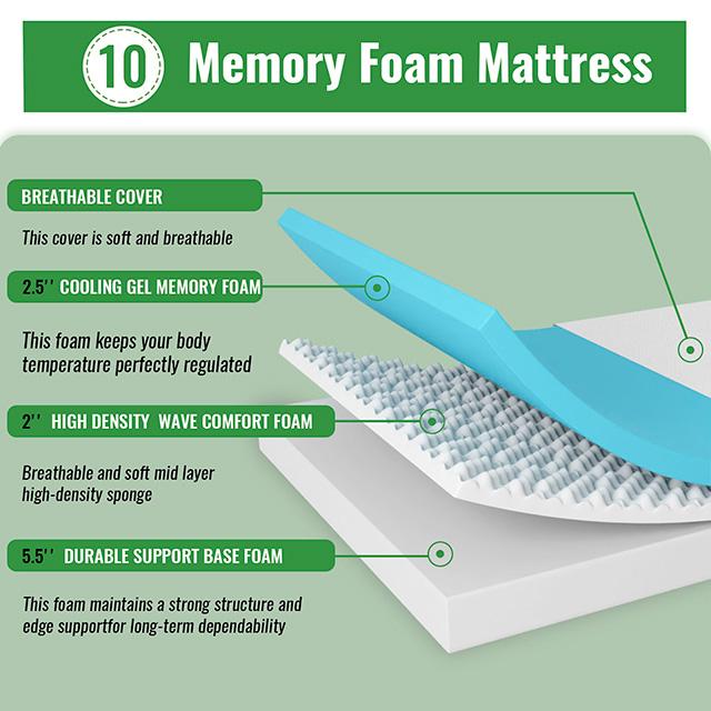 Coreopsis 10" Twin Memory Foam Wave Comfort - Carl's Furniture (Garden City, KS)